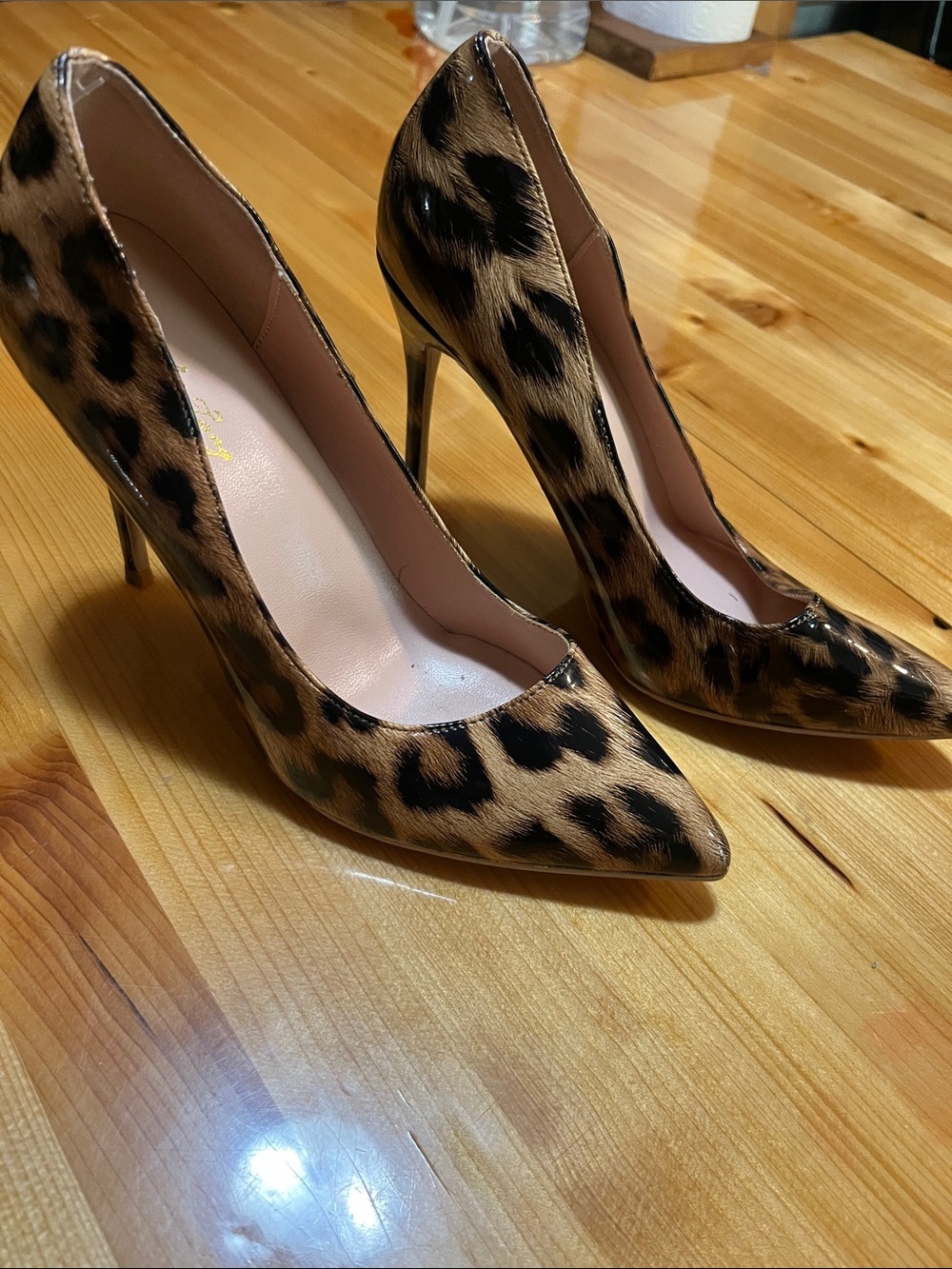 Women's Leopard Print Pointed-Toe Stiletto Heels - Brown/Black